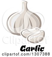 Clipart Of A Cartoon Blub And Cloves Of Garlic Over Text Royalty Free Vector Illustration
