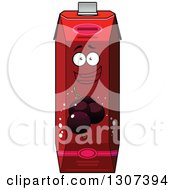 Poster, Art Print Of Cartoon Happy Currant Juice Carton Character 3