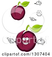 Clipart Of A Cartoon Face Hands And Purple Plums Royalty Free Vector Illustration