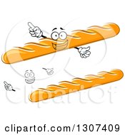 Clipart Of A Cartoon Happy Face Hands And Baguette Bread Royalty Free Vector Illustration