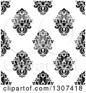 Poster, Art Print Of Seamless Pattern Background Of Vintage Damask In Black On White 2