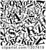 Poster, Art Print Of Seamless Background Pattern Of Black And White Capital Alphabet Letters