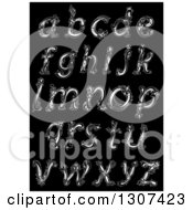 Clipart Of White Floral Capital Letters On Black 3 Royalty Free Vector Illustration