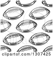Poster, Art Print Of Background Pattern Of Seamless Black And White American Footballs
