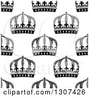Poster, Art Print Of Seamless Background Pattern Of Black And White Ornate Crowns 5