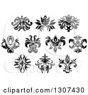 Poster, Art Print Of Black And White Vintage Floral Design Elements 11