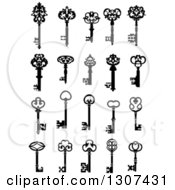 Clipart Of A Black And White Antique Skeleton Keys 7 Royalty Free Vector Illustration