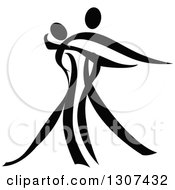 Clipart Of A Black And White Ribbon Couple Dancing Royalty Free Vector Illustration