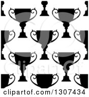 Poster, Art Print Of Seamless Background Pattern Of Black And White Silhouetted Urns Or Trophies 2