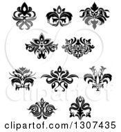 Poster, Art Print Of Black And White Vintage Floral Design Elements 10