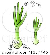 Cartoon Face Hands And Happy Leek Character Pointing