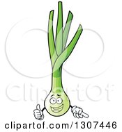 Clipart Of A Cartoon Happy Leek Character Pointing Royalty Free Vector Illustration
