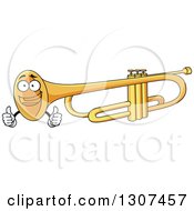 Clipart Of A Cartoon Trumpet Character Giving Two Thumbs Up Royalty Free Vector Illustration
