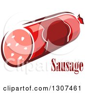Clipart Of A Cartoon Stick Of Sausage And Text Royalty Free Vector Illustration