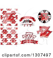 Clipart Of Casino Lucky Seven Designs And Backgrounds Royalty Free Vector Illustration