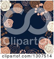 Clipart Of A Doodled Brown Tan And Navy Blue Floral Background With Text Space Royalty Free Vector Illustration