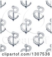 Clipart Of A Seamless Pattern Background Of Navy Blue Anchors With Ropes Royalty Free Vector Illustration