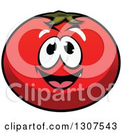 Clipart Of A Happy Red Tomato Character Smiling Royalty Free Vector Illustration