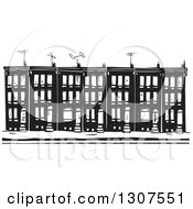 Poster, Art Print Of Black And White Woodcut Baltimore Ghetto Row House Town Home