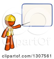 Contractor Orange Man Worker Presenting A Blank Board In A Seminar