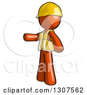 Poster, Art Print Of Contractor Orange Man Worker Presenting To The Left