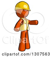 Poster, Art Print Of Contractor Orange Man Worker Presenting To The Right