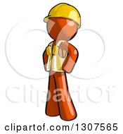Poster, Art Print Of Contractor Orange Man Worker Facing Left With Hands On His Hips