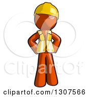 Contractor Orange Man Worker With Hands On His Hips