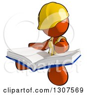 Poster, Art Print Of Contractor Orange Man Worker Sitting And Reading A Big Book