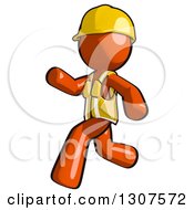 Poster, Art Print Of Contractor Orange Man Worker Running To The Left