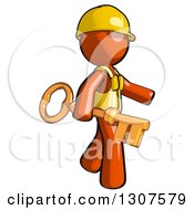 Contractor Orange Man Worker Walking With A Skeleton Key