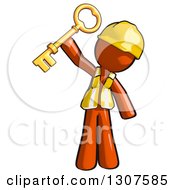 Contractor Orange Man Worker Holding Up A Success Skeleton Key