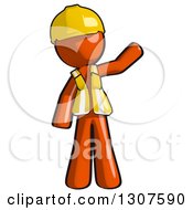 Poster, Art Print Of Contractor Orange Man Worker Waving