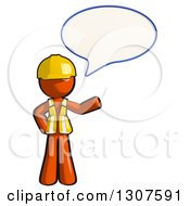 Poster, Art Print Of Contractor Orange Man Worker Presenting And Talking