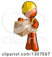 Poster, Art Print Of Contractor Orange Man Worker Inspecting A Box