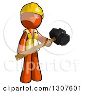 Poster, Art Print Of Contractor Orange Man Worker Holding A Sledge Hammer