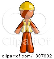 Clipart Of A Contractor Orange Man Worker Royalty Free Illustration by Leo Blanchette