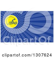 Clipart Of A Football Helmet In A Yellow Circle And Blue Rays Background Or Business Card Design Royalty Free Illustration by patrimonio