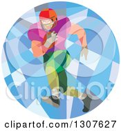 Retro Low Poly American Football Player Running In A Circle
