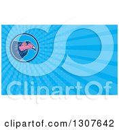 Clipart Of A Retro Vulture Head And Blue Rays Background Or Business Card Design Royalty Free Illustration by patrimonio