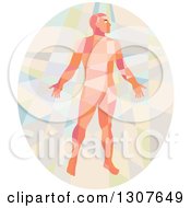 Clipart Of A Retro Low Poly Geometric Nude Man In An Oval Royalty Free Vector Illustration by patrimonio