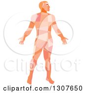 Clipart Of A Retro Low Poly Geometric Nude Man Royalty Free Vector Illustration by patrimonio