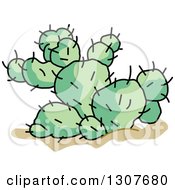 Poster, Art Print Of Cartoon Desert Prickly Pear Cactus Plant