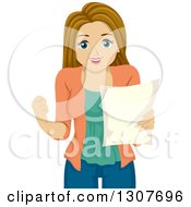 Clipart Of A Happy Dirty Blond White High School Female Student Happy About A Grade Royalty Free Vector Illustration
