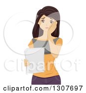 Clipart Of A Young Worried Brunette White Female High School Student Disappointed In A Grade Royalty Free Vector Illustration