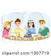 Poster, Art Print Of Group Of Teenagers Eating A Meal Together