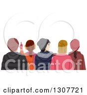 Poster, Art Print Of Rear View Of Teenagers Watching Something And Wearing Winter Apparel