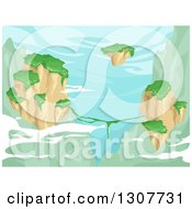 Poster, Art Print Of Background Of Floating Islands With Greenery Over Mountains