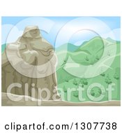 Poster, Art Print Of Mountain Summit With Green Hills