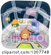 Clipart Of A Group Of Aliens Working In A Control Room Royalty Free Vector Illustration